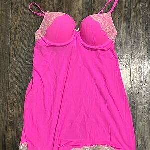 Victoria's Secret Vibrant Pink Chemise with Lace Accents